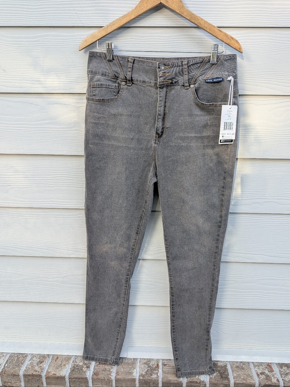 Love Nation Jeans NWT Size 13/14 Gray Brown High Rise Skinny Stretch Denim 3
